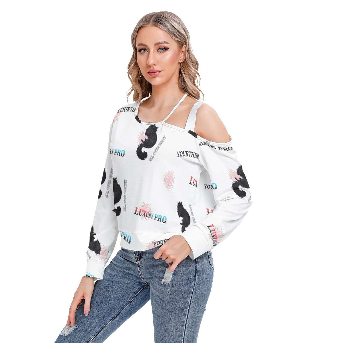 Women's One-shoulder Cut O-neck Sweatshirt