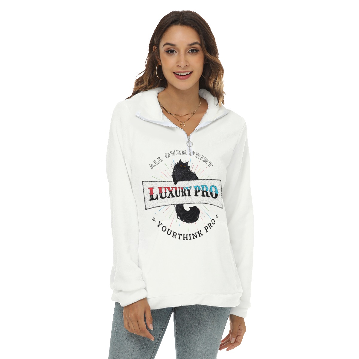 Women's Borg Fleece Sweatshirt With Half Zip