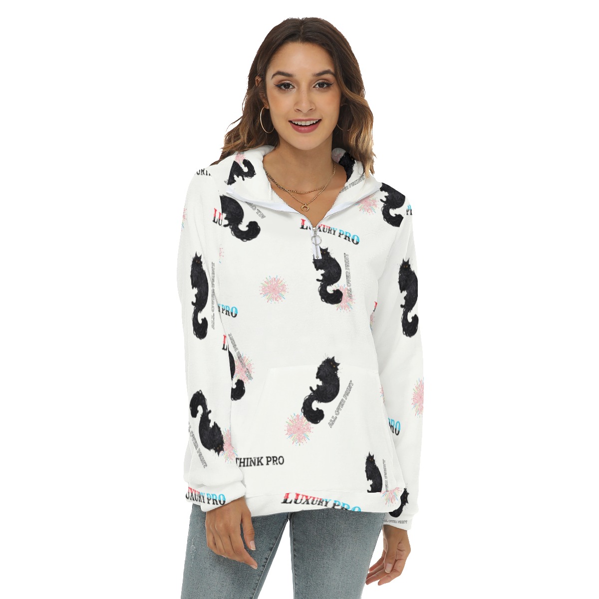 Women's Borg Fleece Sweatshirt With Half Zip