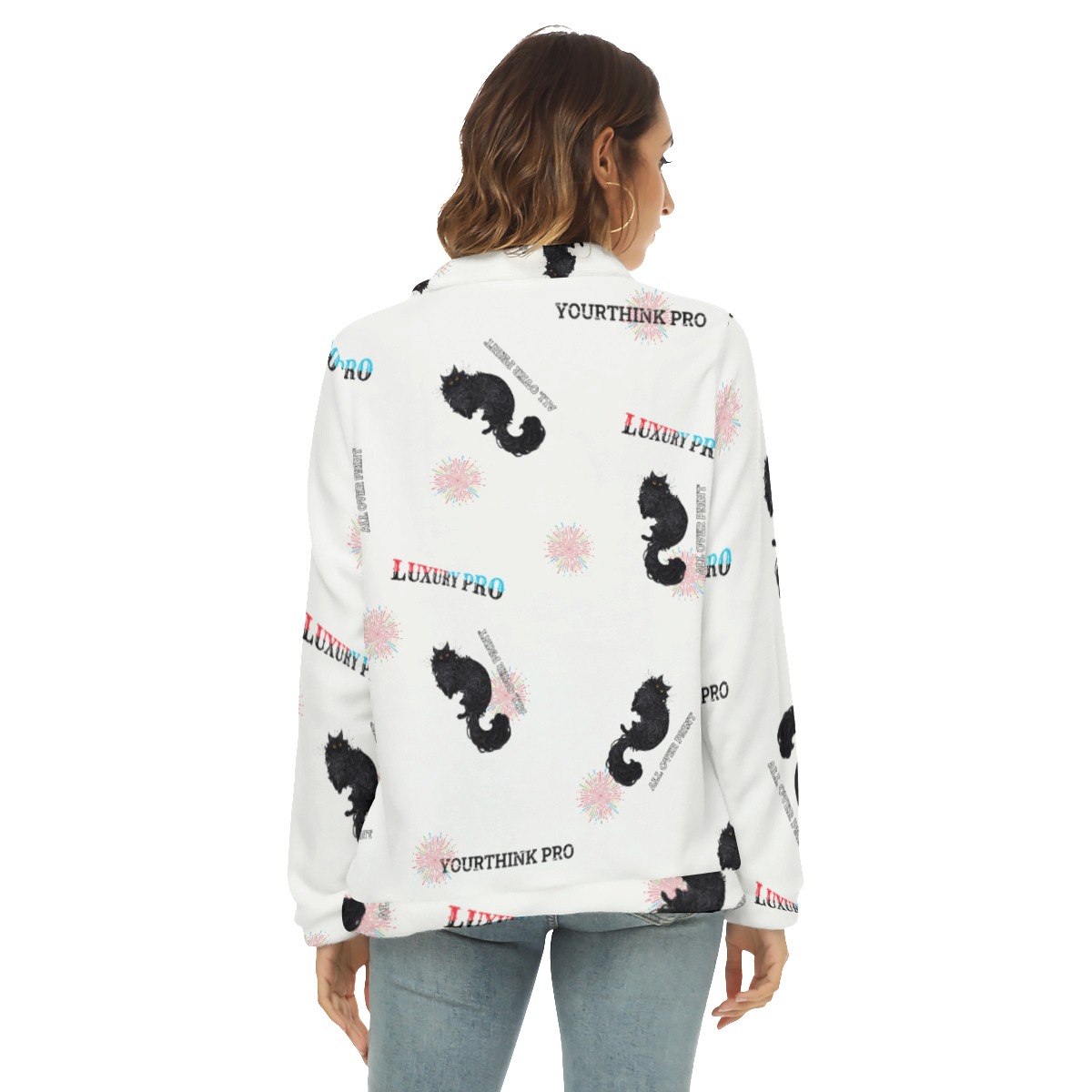 Women's Borg Fleece Sweatshirt With Half Zip