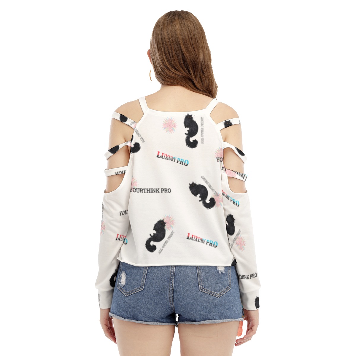 Women's Sweatshirt With Shoulder Hollow shoulder Strap