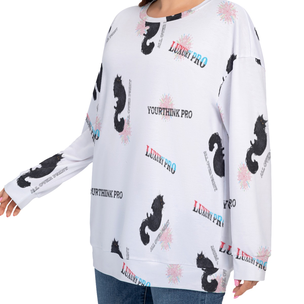 Women's O-neck Drop-shoulder Sweatshirt With Long Sleeve(Plus Size)