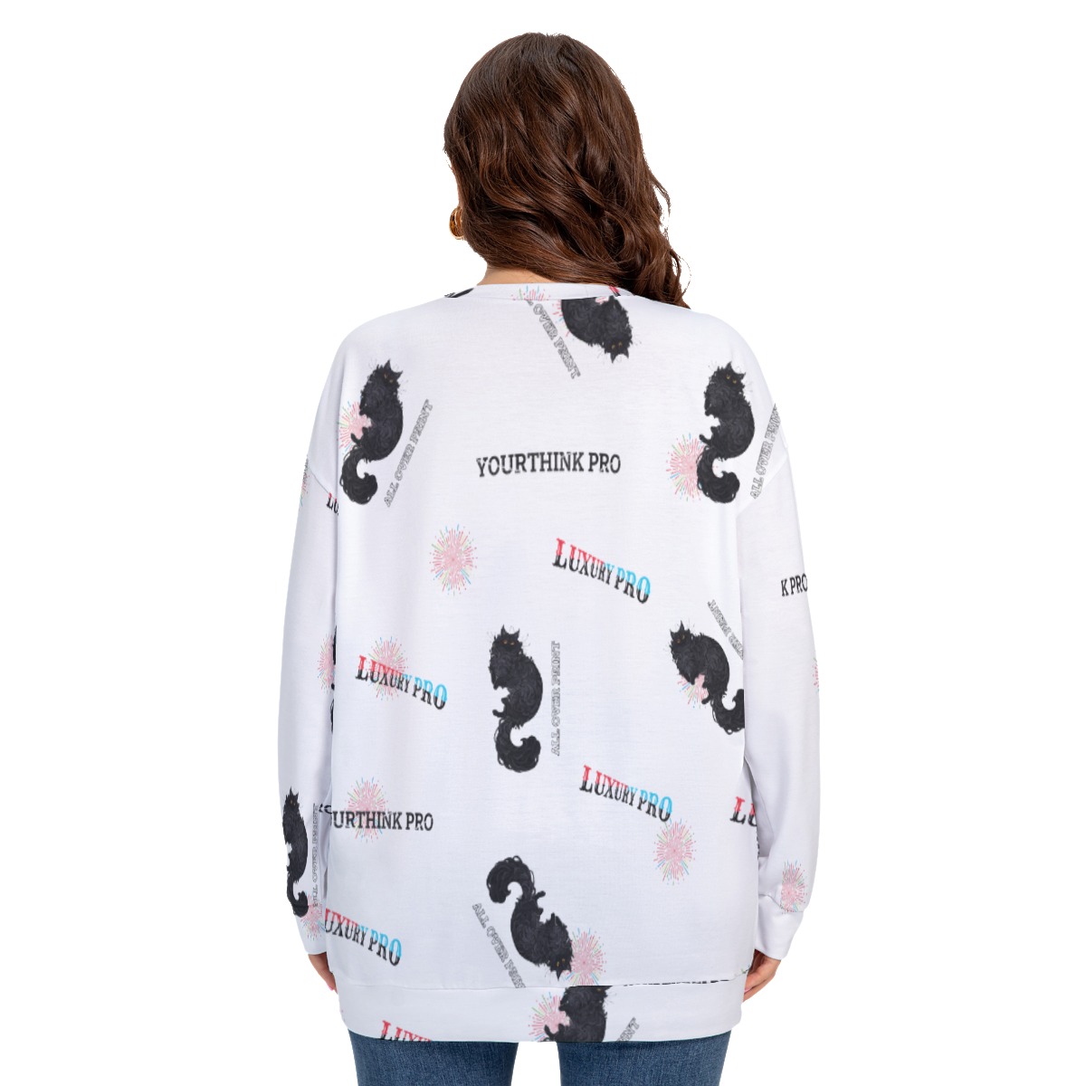 Women's O-neck Drop-shoulder Sweatshirt With Long Sleeve(Plus Size)