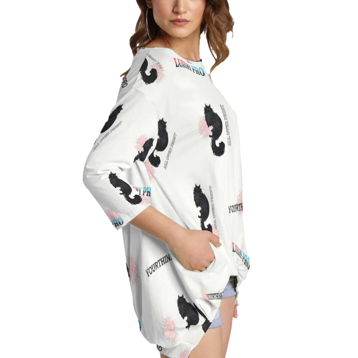 Women's Sweatshirt With Irregular Pleated Hem