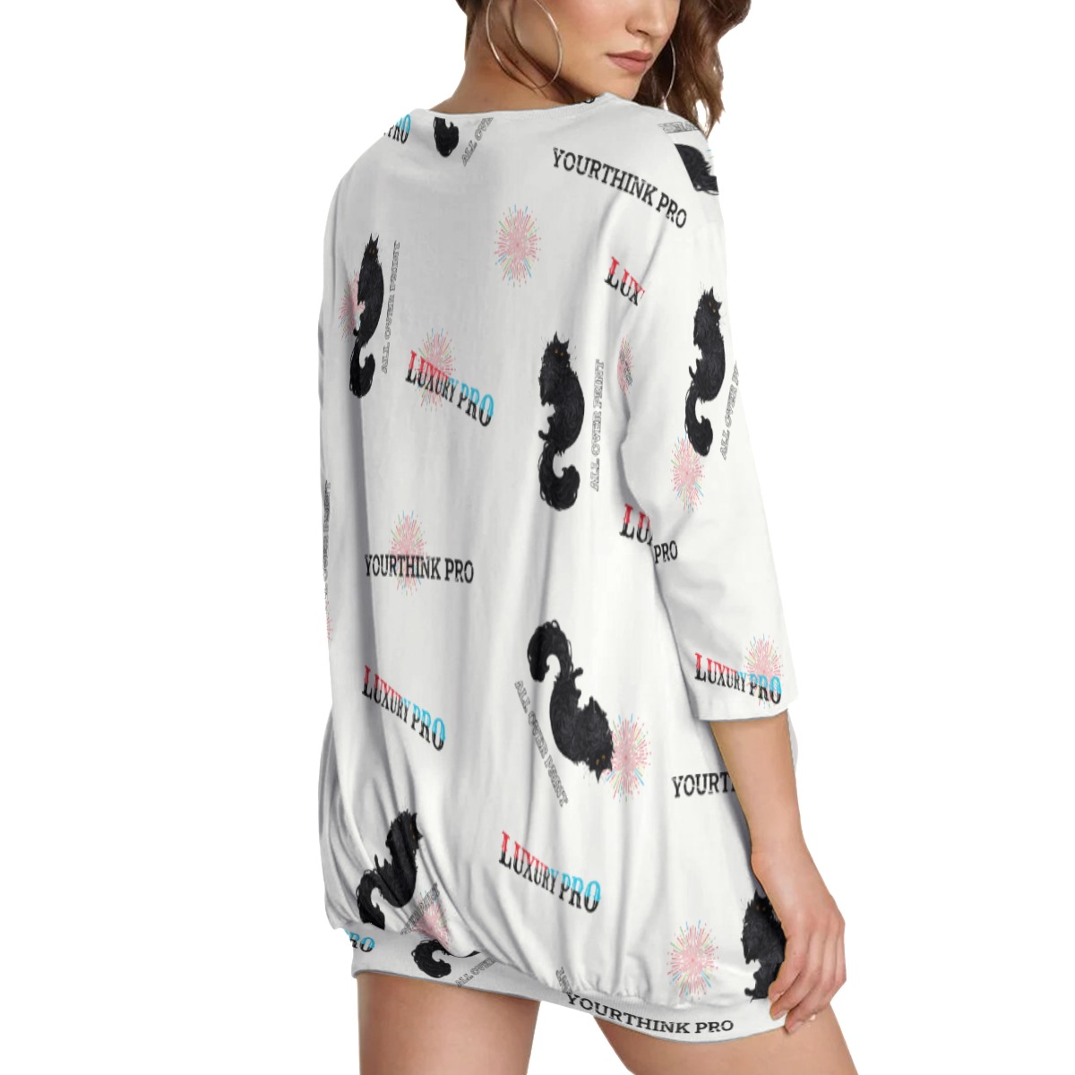 Women's Sweatshirt With Irregular Pleated Hem