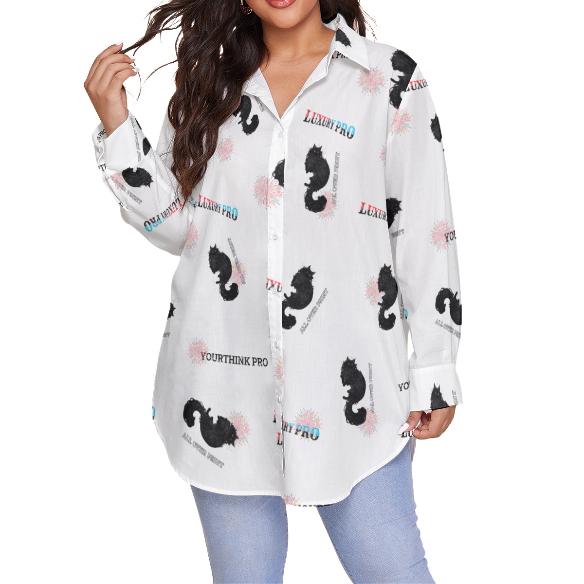 Women's Shirt With Long Sleeve(Plus Size)