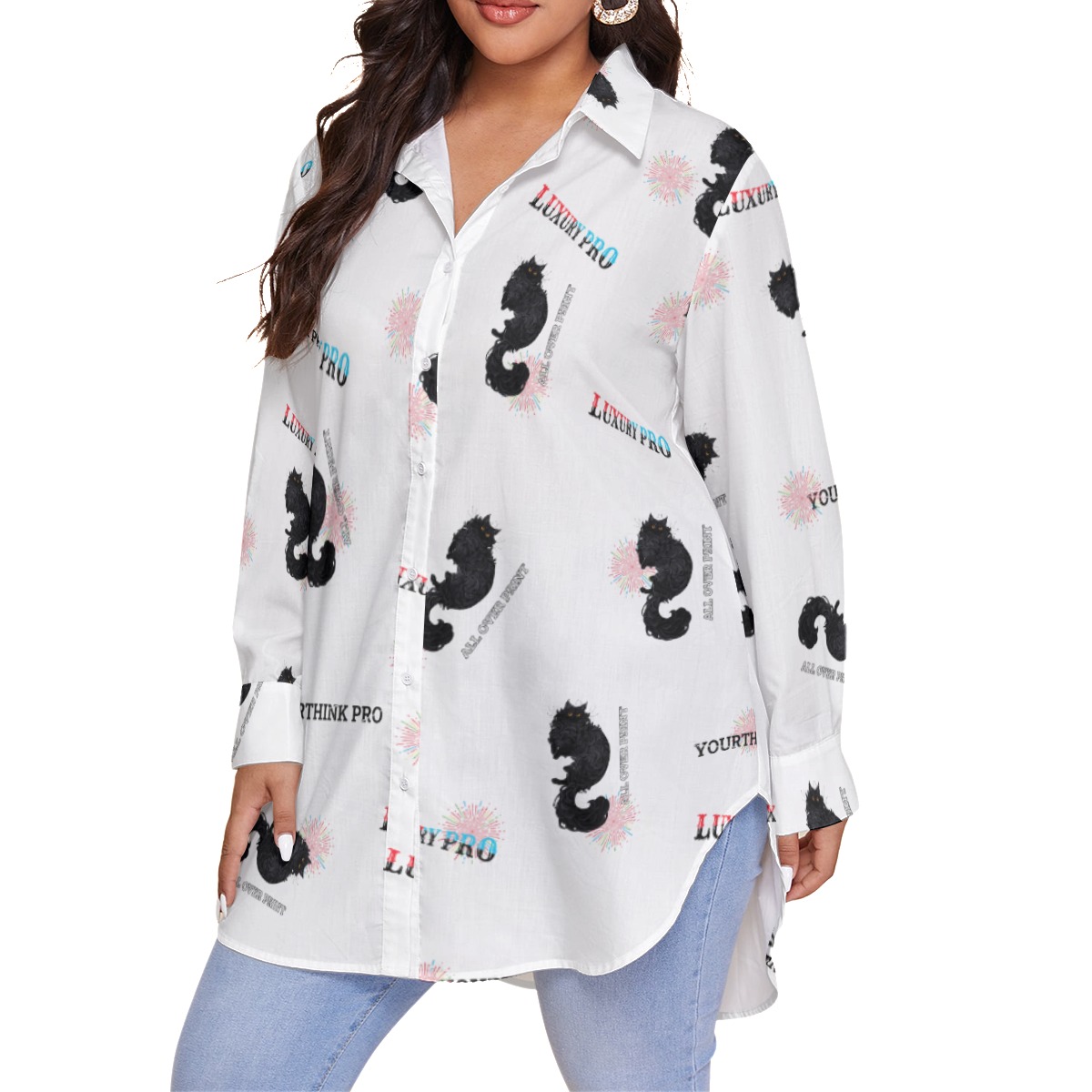 Women's Shirt With Long Sleeve(Plus Size)