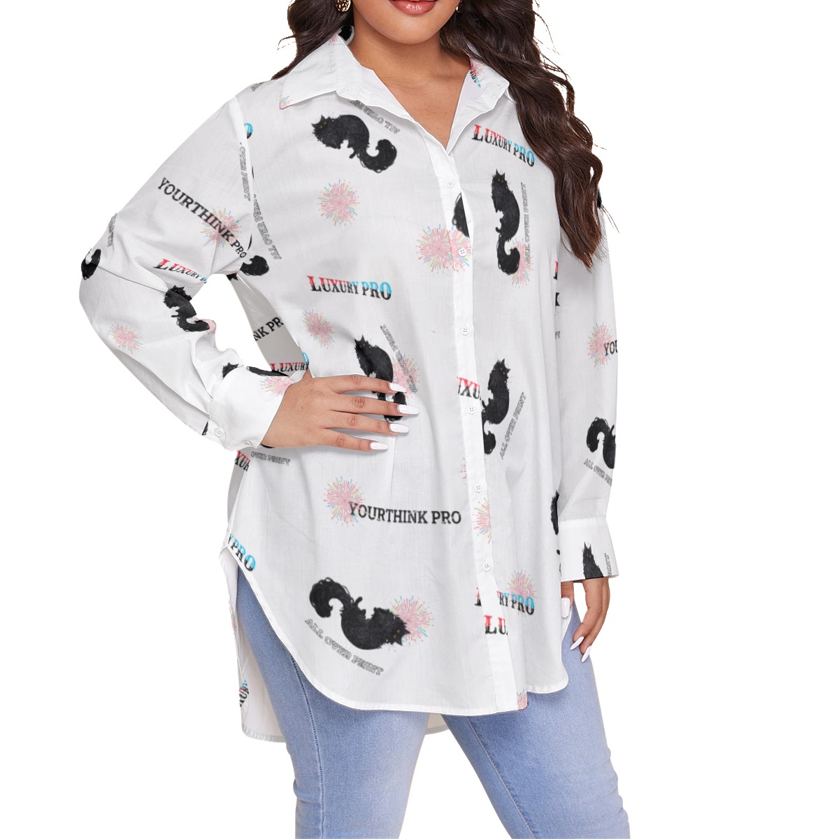 Women's Shirt With Long Sleeve(Plus Size)