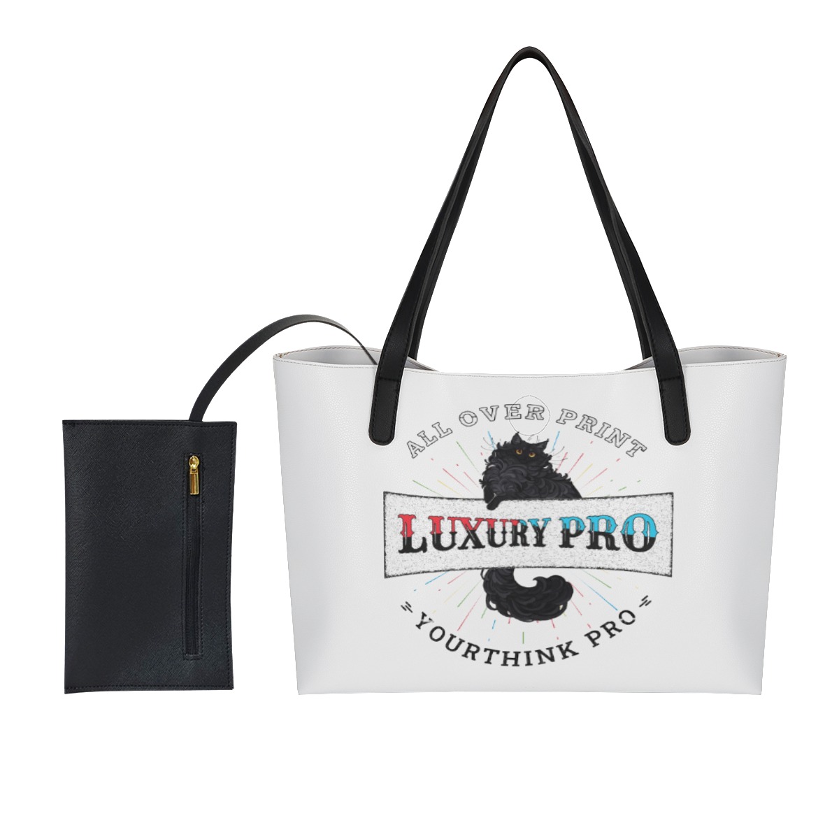 Shopping Tote Bag With Black Mini Purse