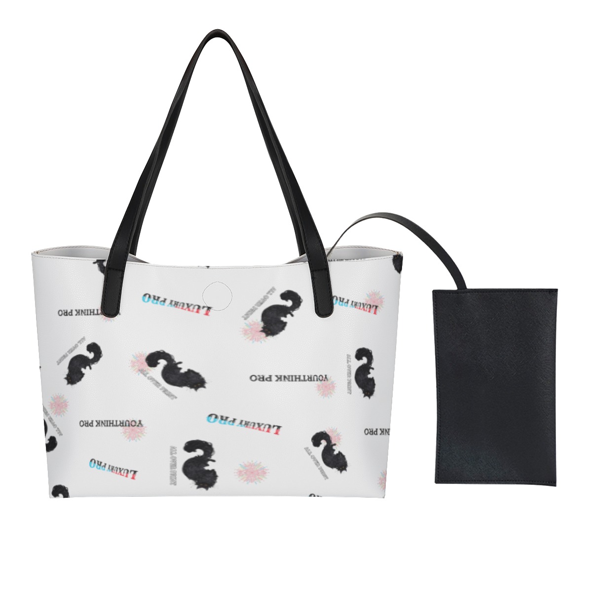 Shopping Tote Bag With Black Mini Purse