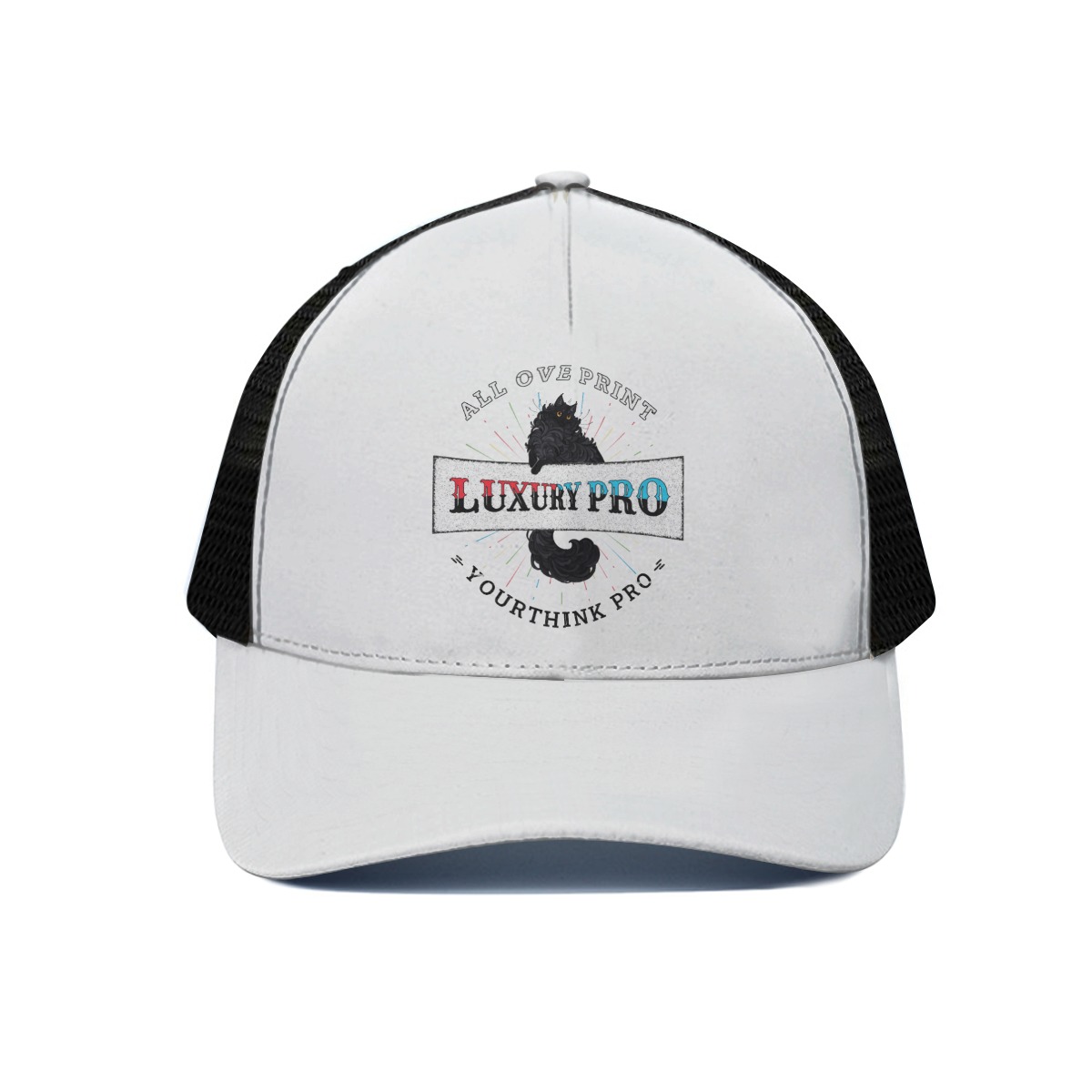 Unisex Peaked Cap With Black Half-mesh