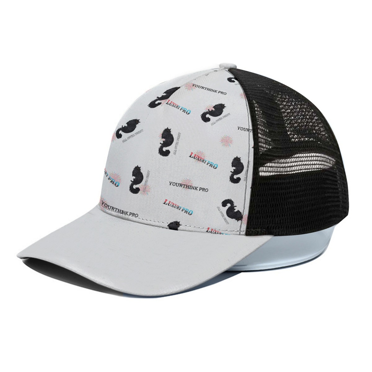 Unisex Peaked Cap With Black Half-mesh