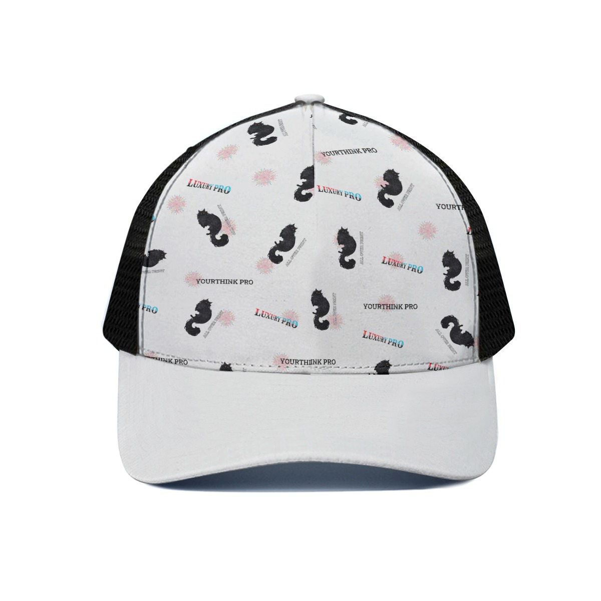 Unisex Peaked Cap With Black Half-mesh