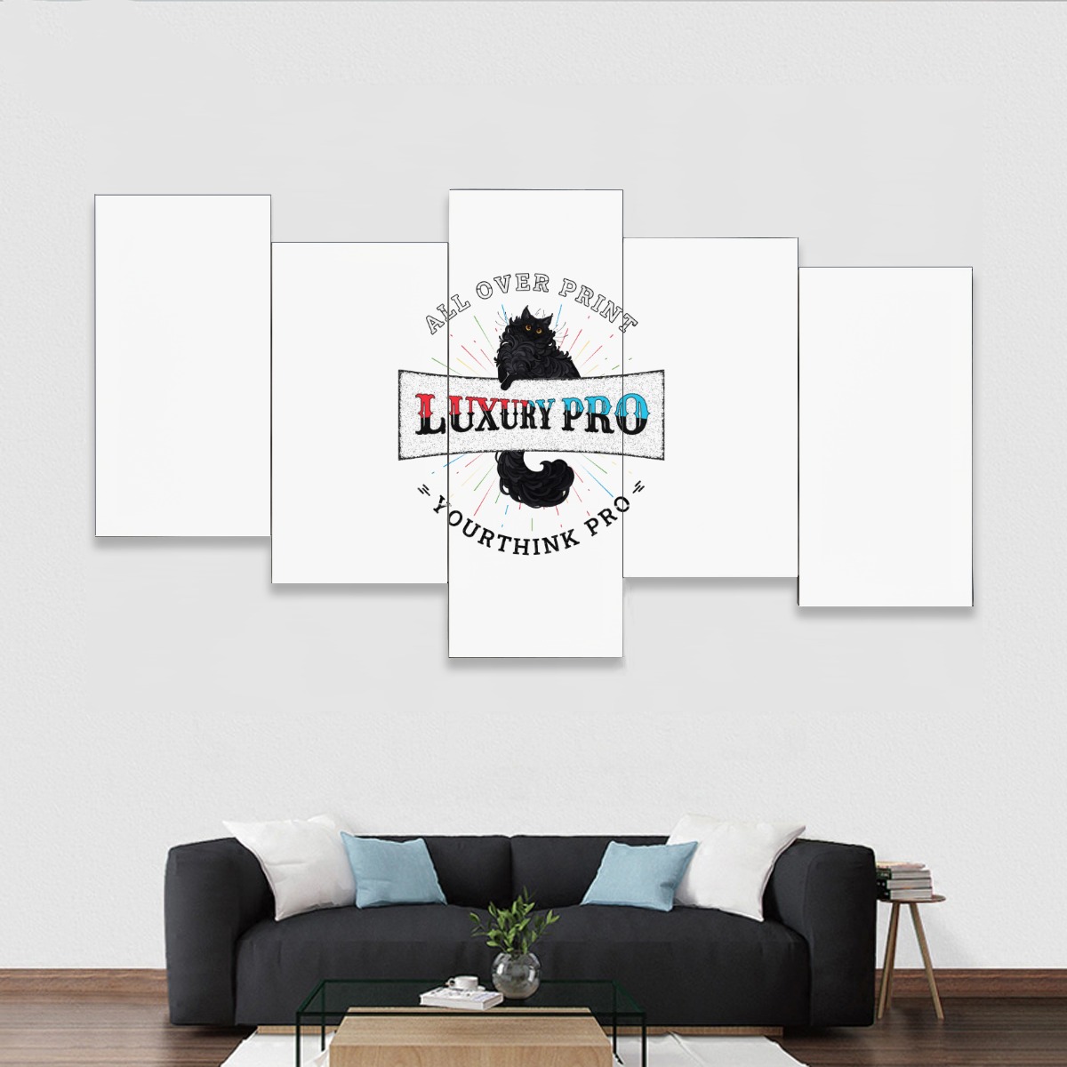 Framed five-piece mural