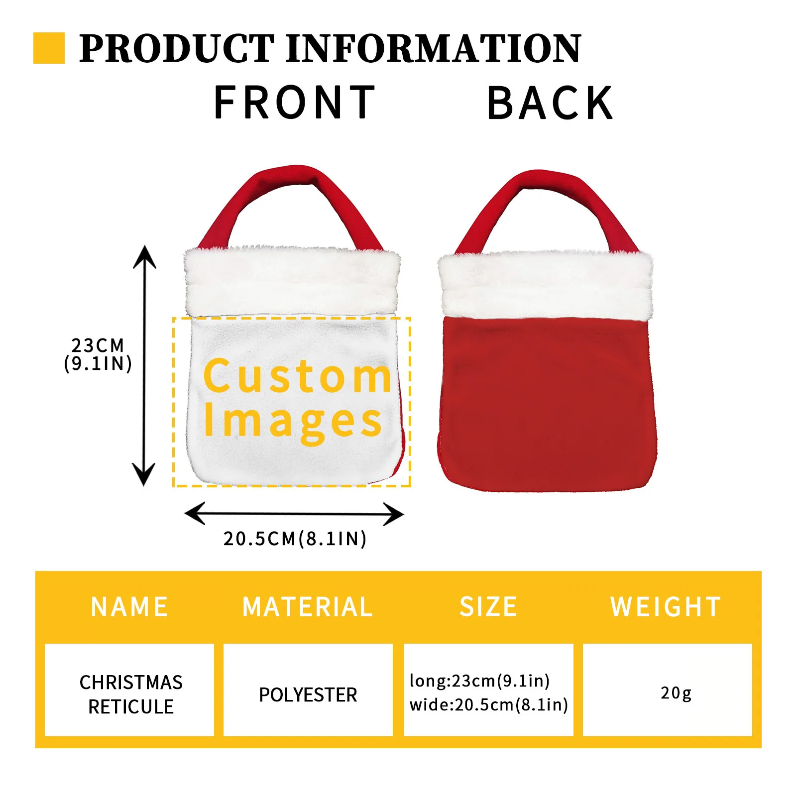 Single-Side Printing Christmas Reticule