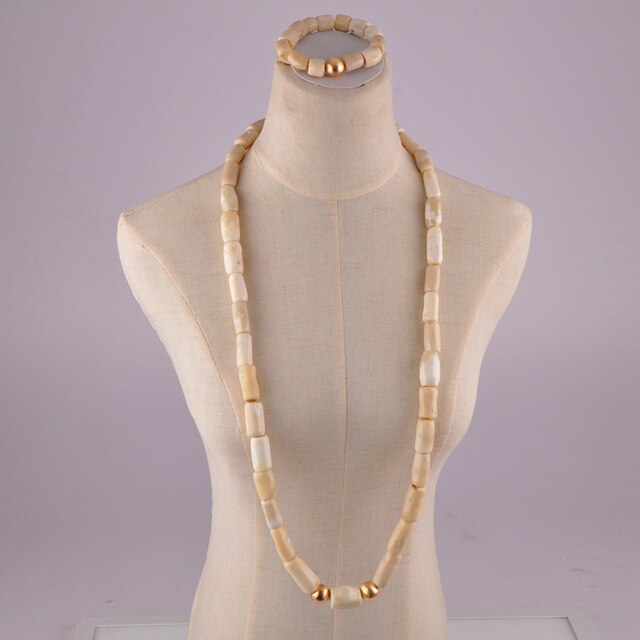 classic african necklace set white long coral beads for men and women nigerian wedding coral jewelry set