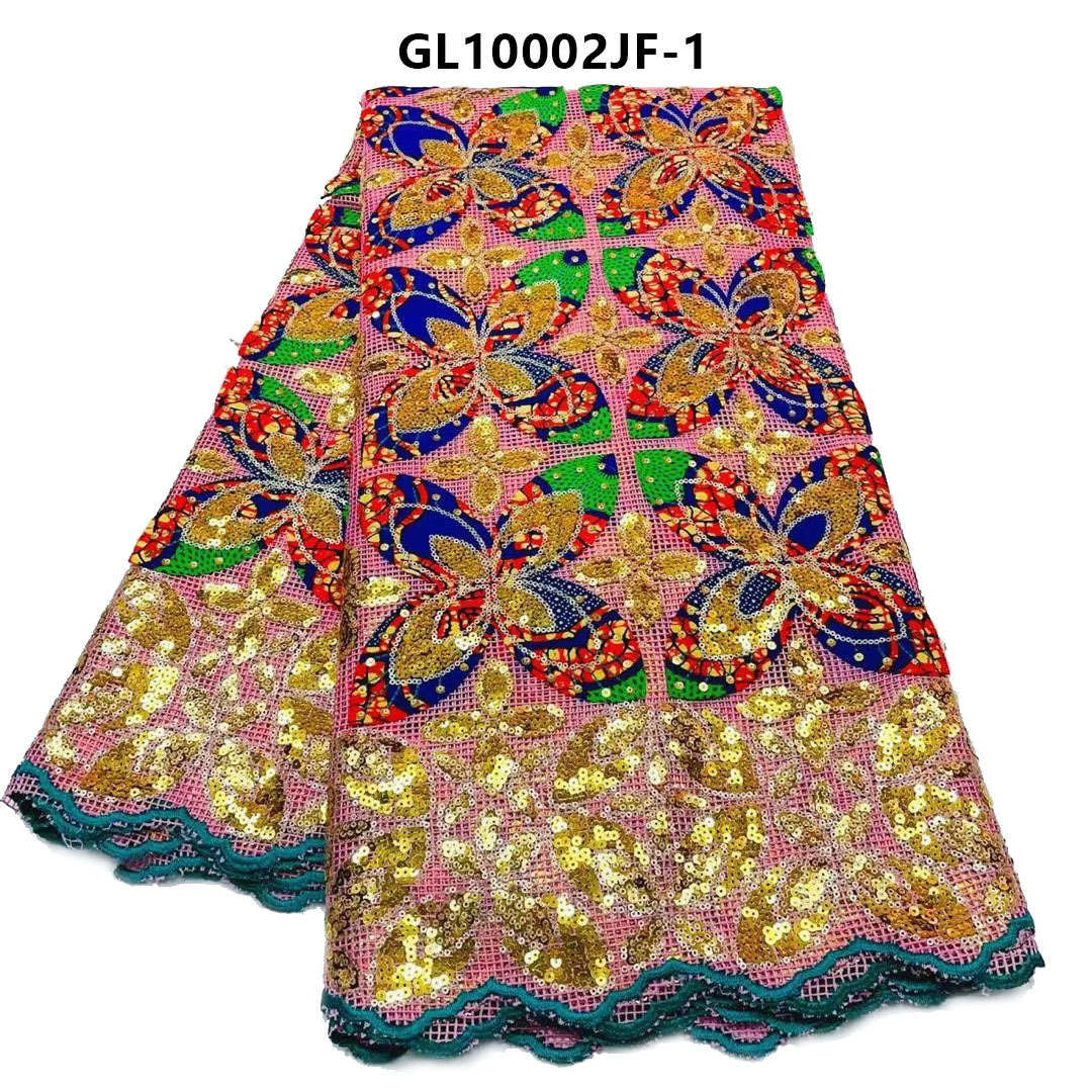 promotion fashion Colourful stone beaded lace african embroidery lace fabric GL10002JF