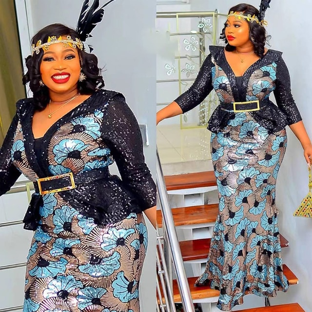 Dubai Kaftan African Sequins Dress Women Turkey Bodycon Sexy Robes 2023 African Lady Traditional Elegant Party Dress Vestidos
