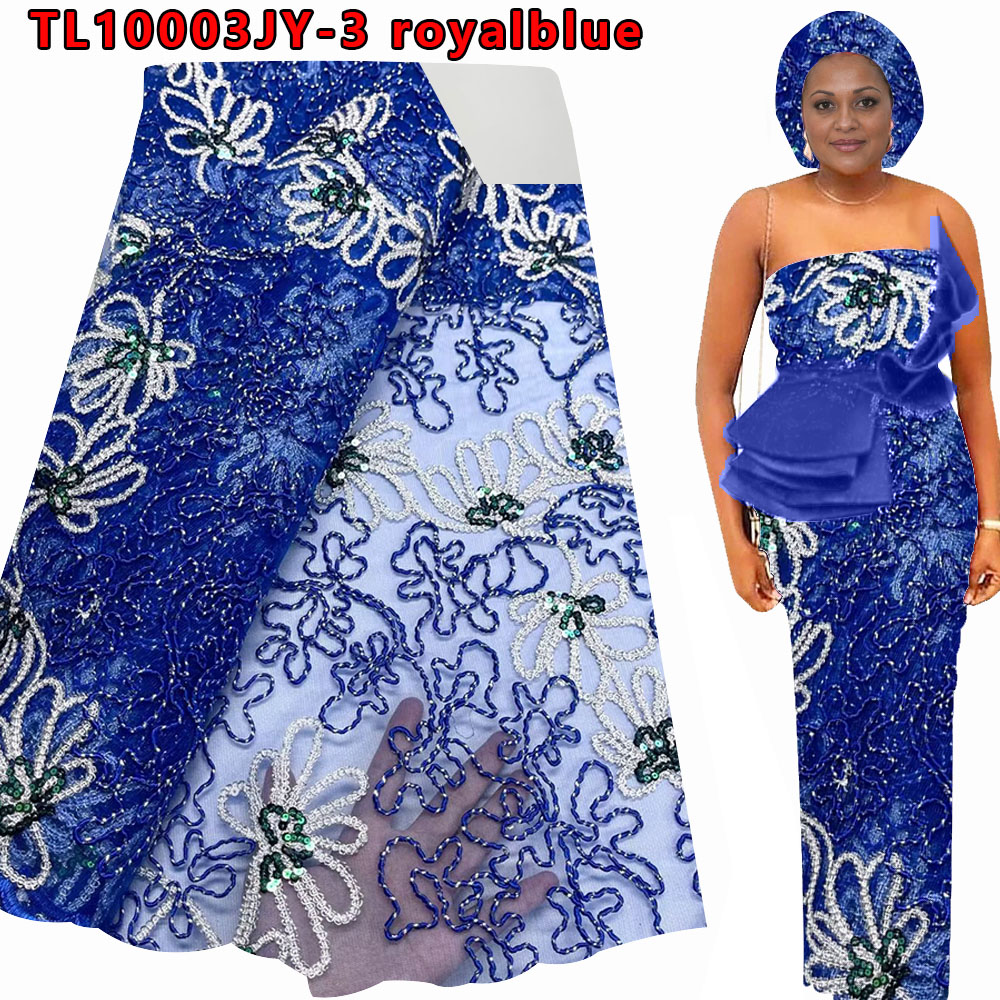 Factory supply African Colorful Embroidery French Lace 3d Flower Sequin Tulle Fabric TL10003JY
