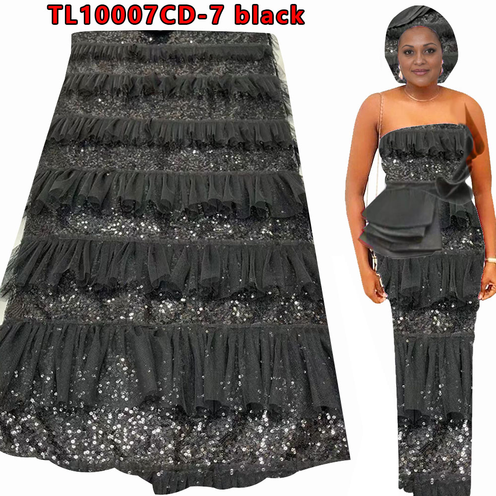 ORDER ONLY french beads lace embroidery African Tulle clothing for Aso ebi TL10007CD
