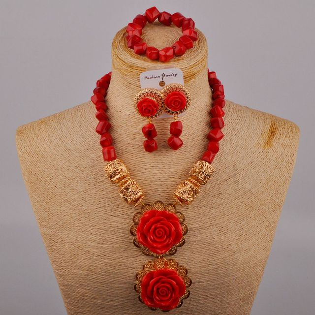 Fashion Coral Necklace White Coral Beads Jewelry Set Nigerian Wedding Bridal Jewelry Sets