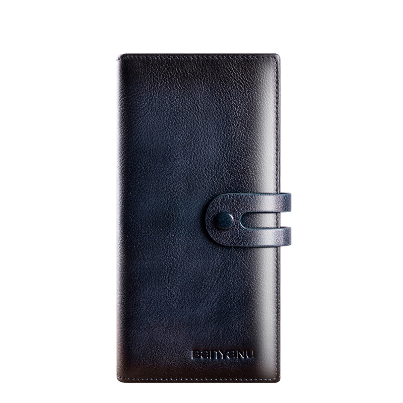 Nou - Portofel lung din piele de vacă cu strat superior, cu capacitate mare