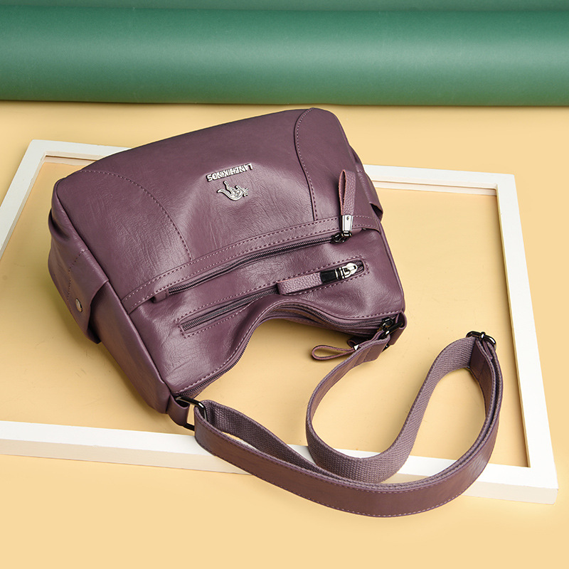 NOU - Geantă de umăr din piele moale de vițel pentru femei