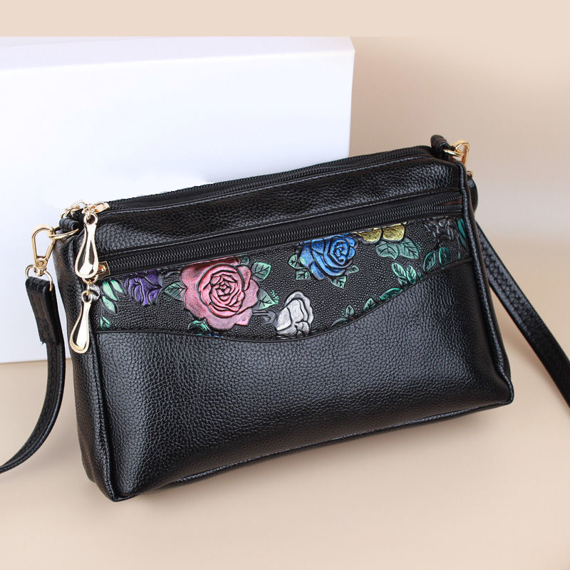 Nová květinová kožená kabelka přes rameno