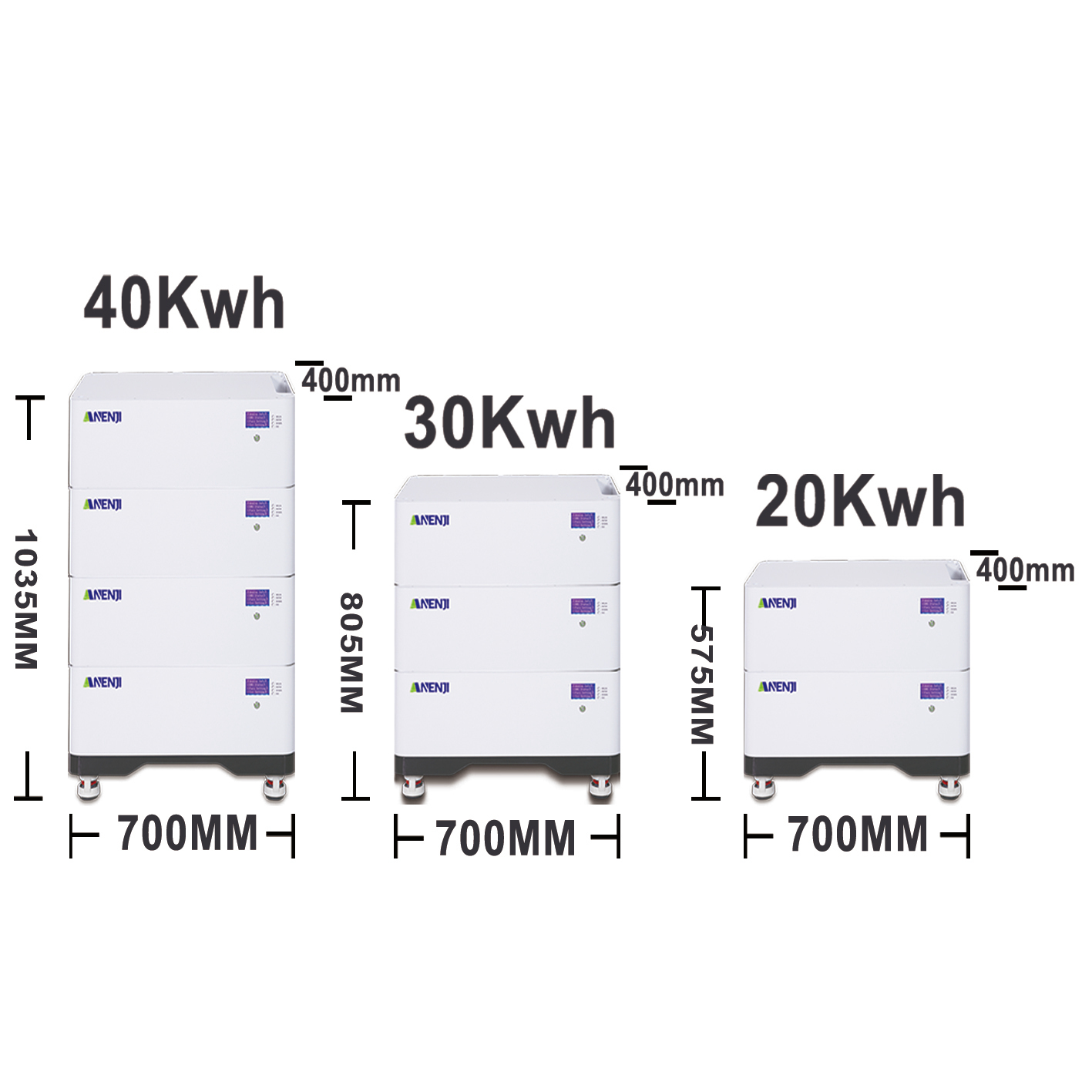 ANENJI 51.2V 200AH LiFePO4 10Kwh/20kwh/30kwh/40kwh Stackable Battery Built-in BMS-ANENJI