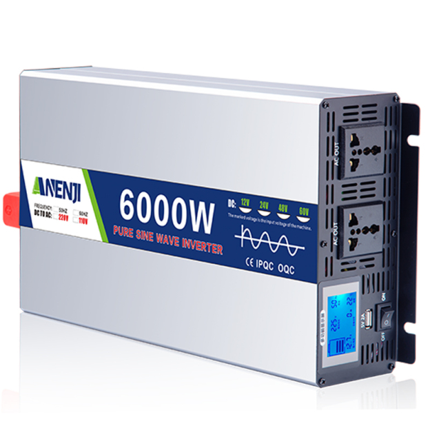 ANENJI Pure Sine Wave Inverter DC 6000W 12V 24V 48V AC 220Vac Power 3000W Car Inverter Converte with LED Display-ANENJI