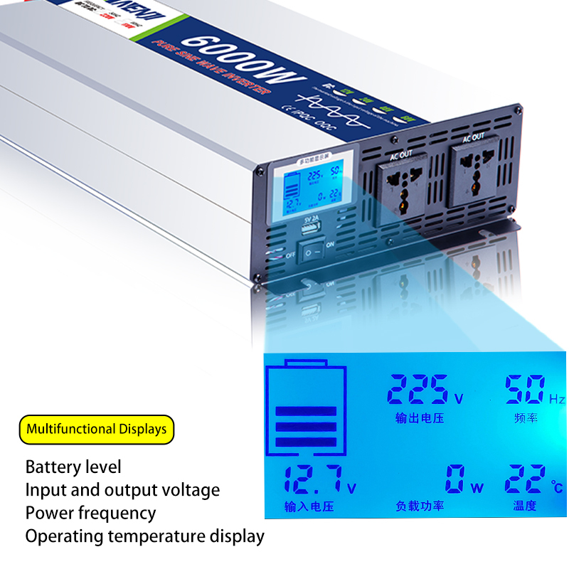 ANENJI Pure Sine Wave Inverter DC 6000W 12V 24V 48V AC 220Vac Power 3000W Car Inverter Converte with LED Display-ANENJI