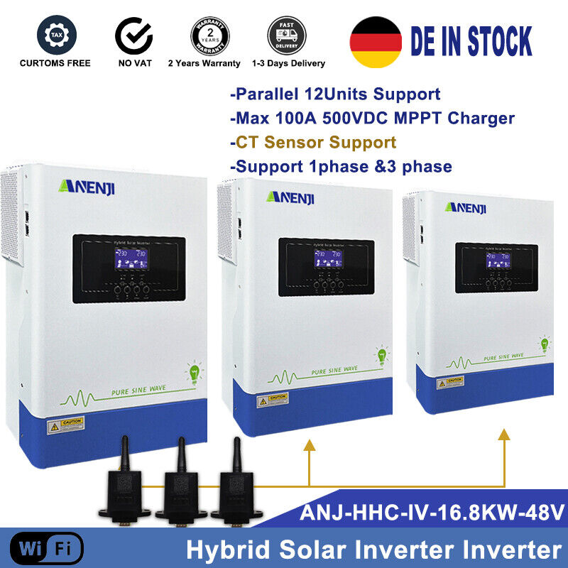 ANENJI Hybrid Solar Inverter  MPPT 100A 5000vdc 1 Phase&3 Phase