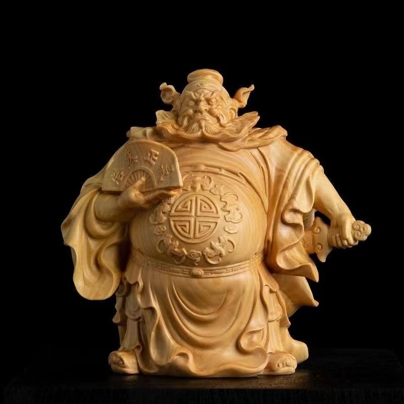 chinese folk art Yueqing boxwood carving figure:zhongkui