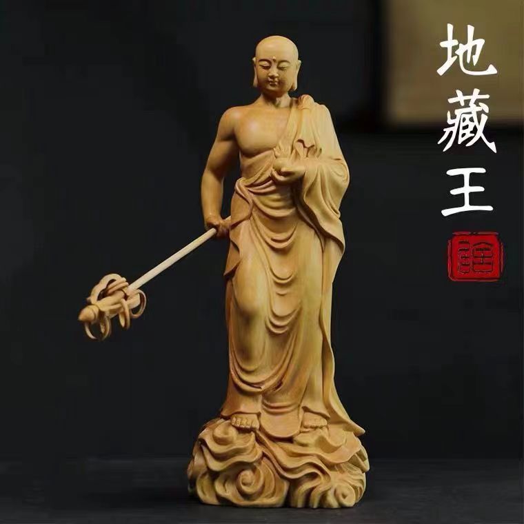 chinese arborvitae wood carving Ksitigarbha Bodhisattva 3