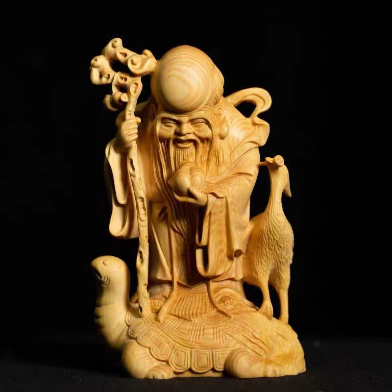 chinese arborvitae wood carving longevity 寿星
