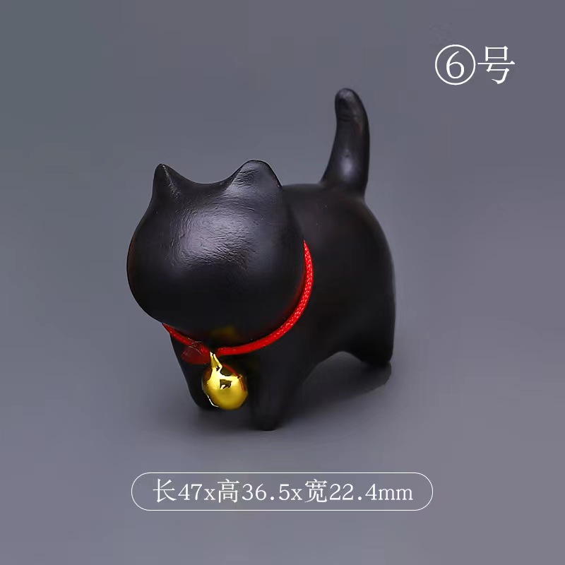 chinese black sandalwood wood carving no face cat