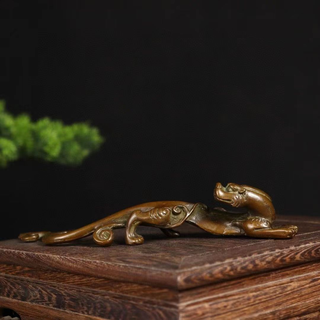 chinese copper bronze japanese dragon 螭龙 brush holder