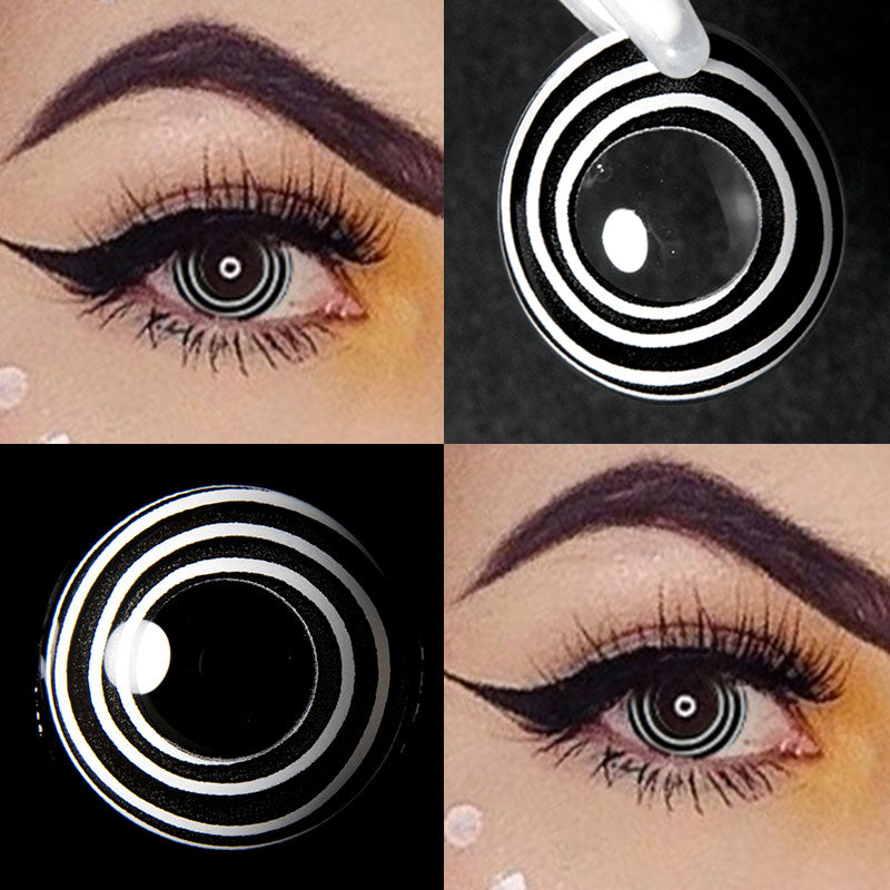 Unibling Black Whiter Spiral Colored Contacts-unibling