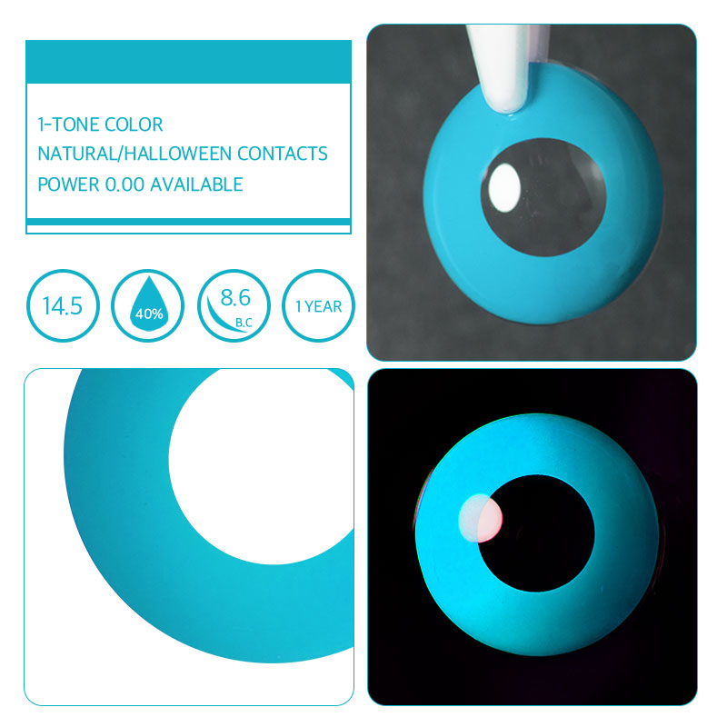 Unibling Blue-Green Block Colored Contacts-unibling