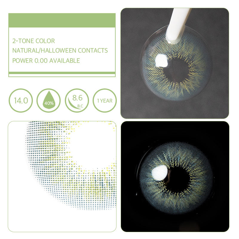 Unibling Burst Bubble Green Colored Contacts (Yearly)-unibling