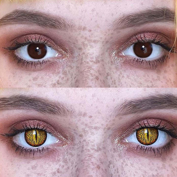 Lizard Eye Brown Colored Contacts - Vibrant Gold Cosplay Lenses