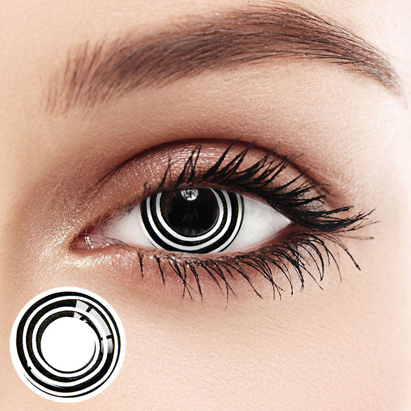 Unibling Black Whiter Spiral Colored Contacts-unibling