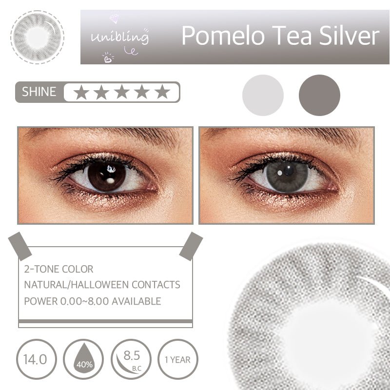 Pomelo Tea Silver Colored Contacts Beautiful & Cool Eye