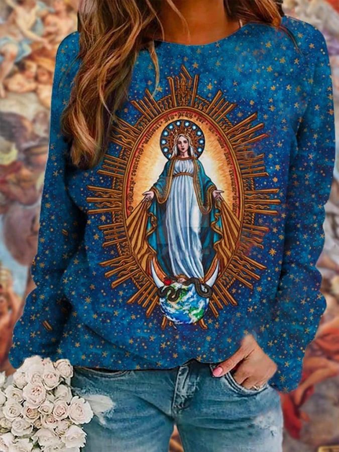 Women's Faith Virgin Mary Print Sweatshirt
