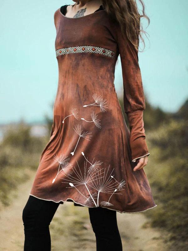 Robe slim vintage teintée femme imprimée