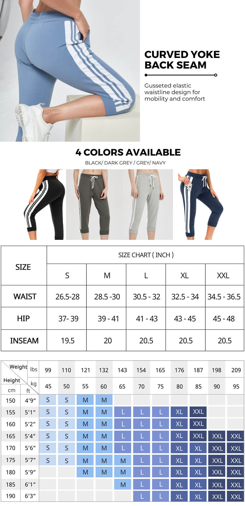 Women's Capri Pants Sweatpants Jogging Pants Bottom Cotton Capri Shorts for Ladies