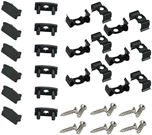 12 Pack LED Channel Mounting Clips, End Caps, and Screws | Muzata USA