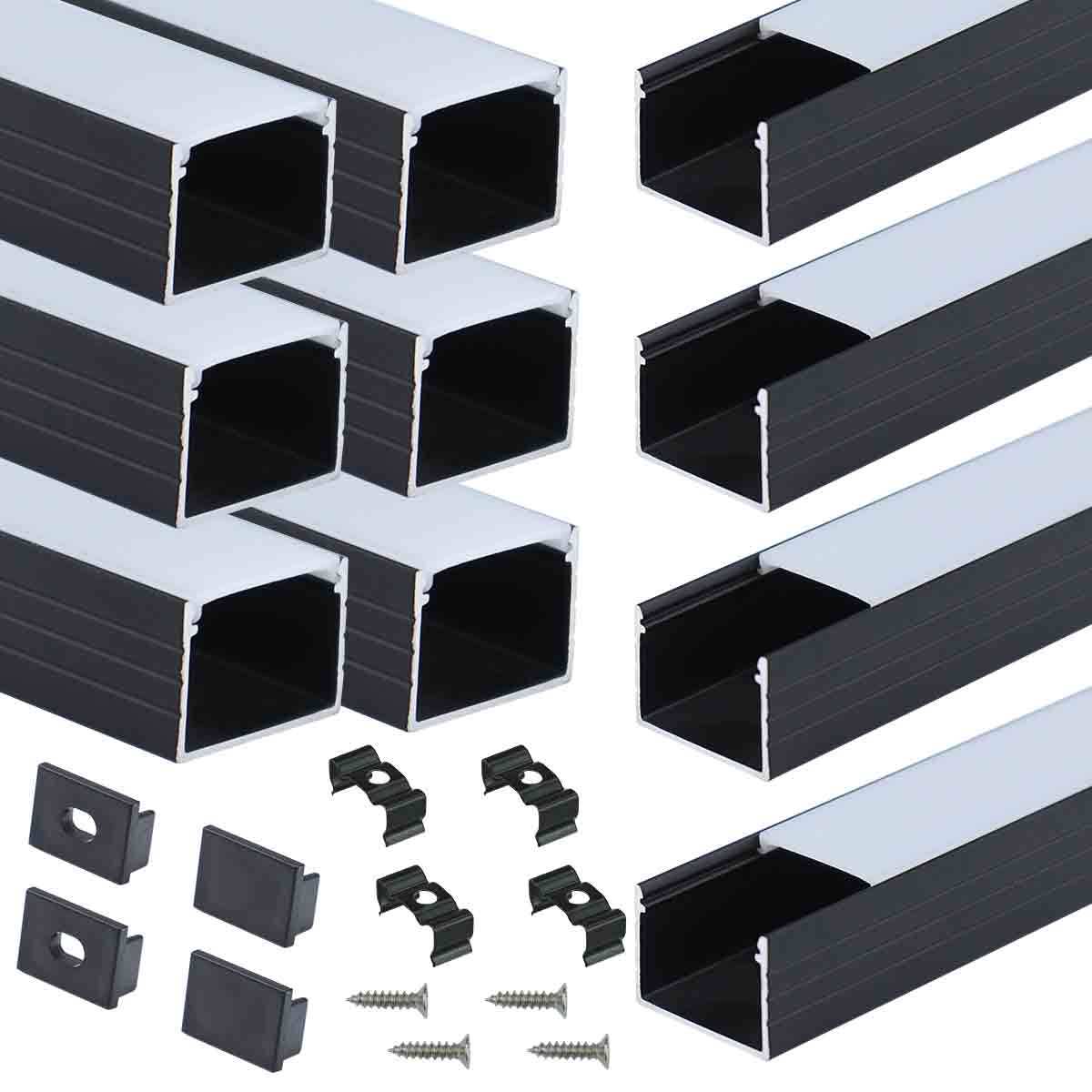 Black LED Channel with Frosted Milky White Diffuser Cover 18x13mm