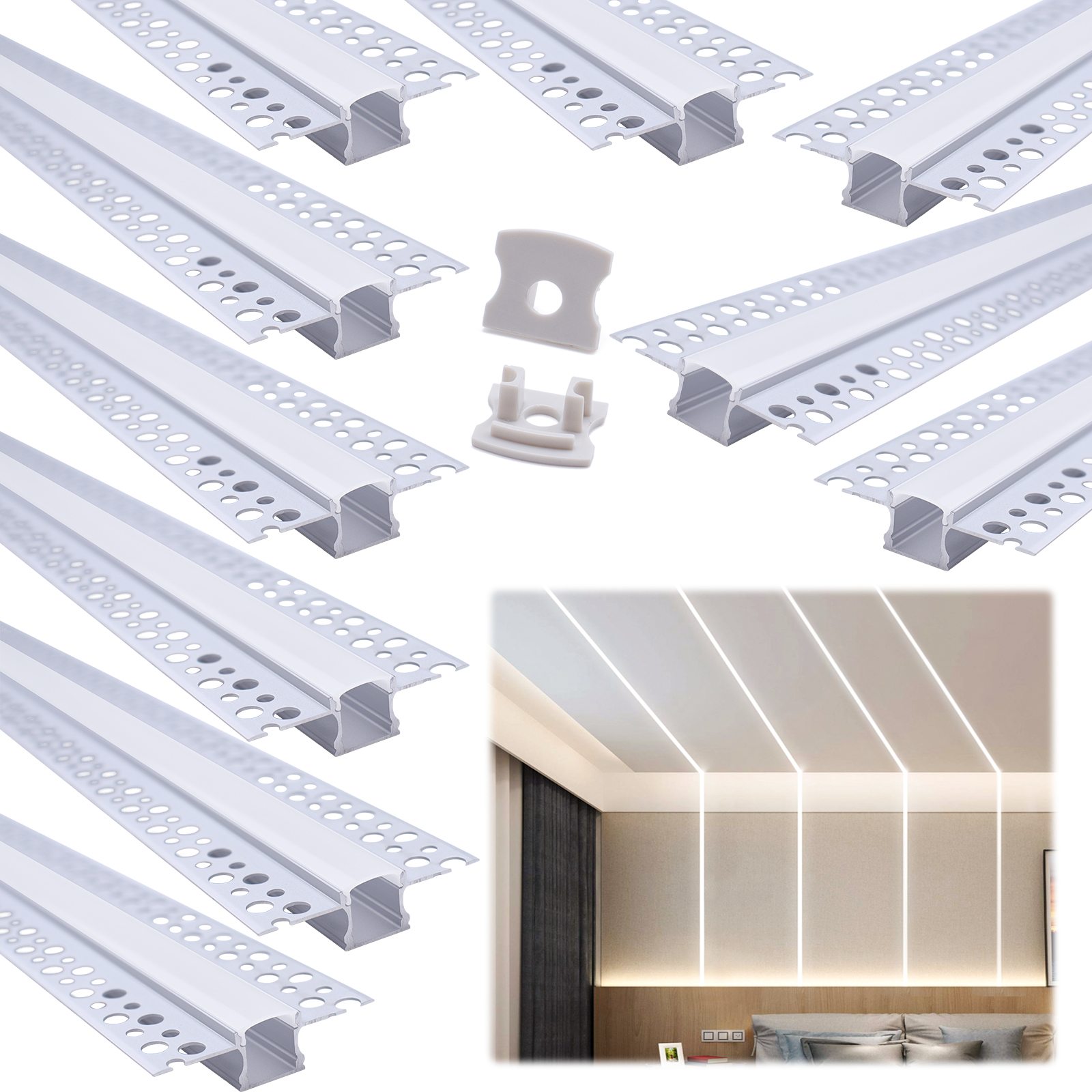 Plaster in Trimless LED Channel System Recessed Housing Track | Muzata USA