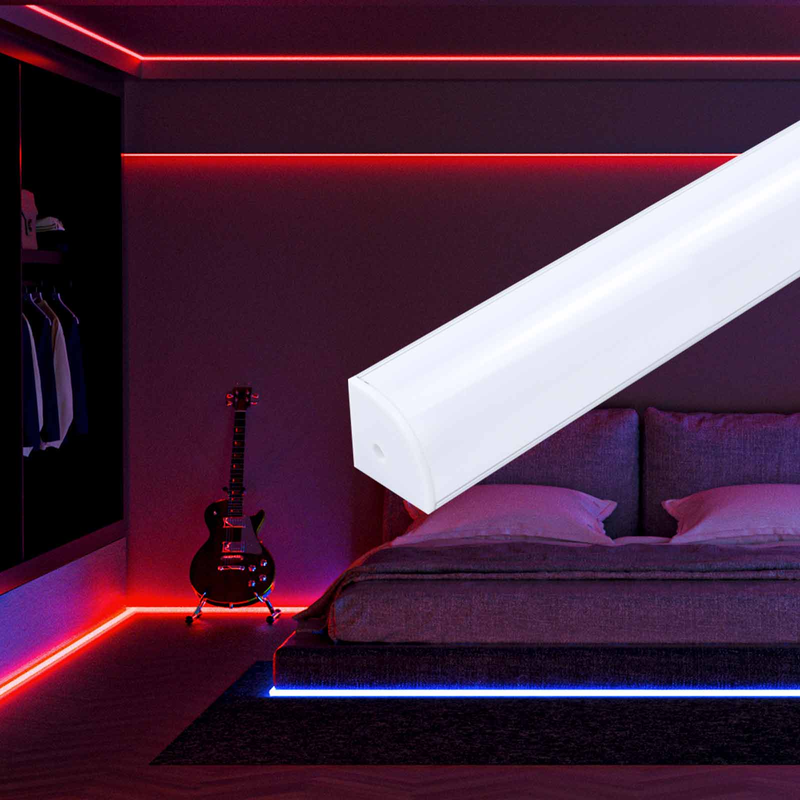 V-Shaped Spotless LED Aluminum Channel with Milky White Cover Lens | Muzat USA